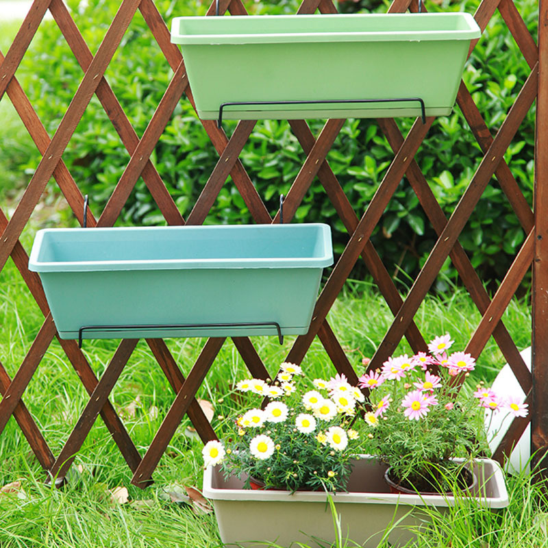 Ghiveci dreptunghiular din rășină, turnat prin injecție, rezistent la coroziune și durabil, potrivit pentru montare pe perete, birou sau podea, stil pastoral