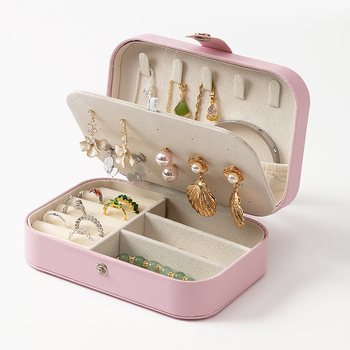 Divslāņu ādas juvelierizstrādājumu glabāšanas kārba auskarām, kaklarotām un gredieniem