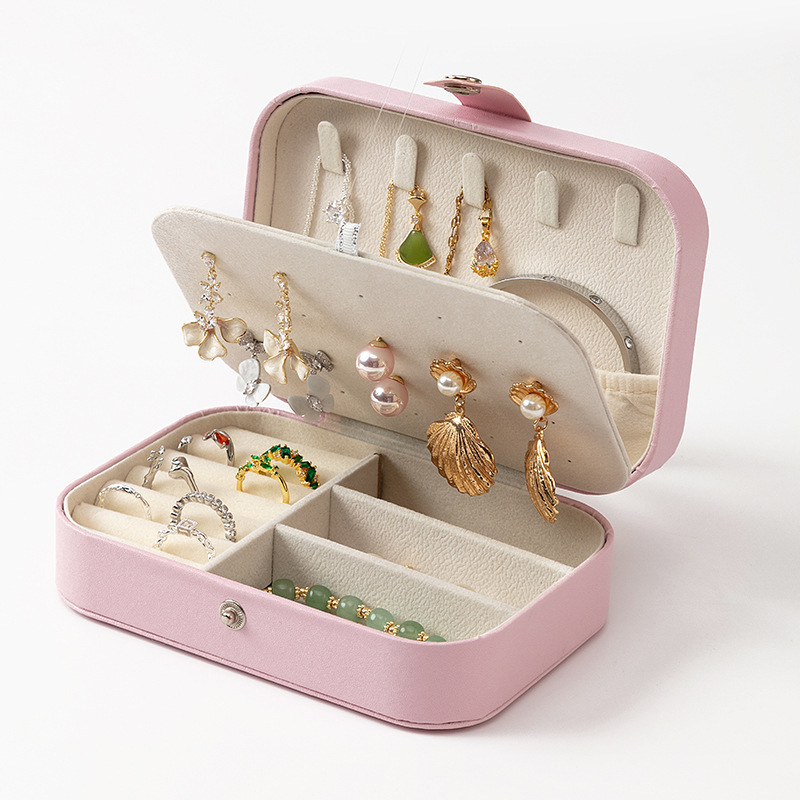 Divslāņu ādas juvelierizstrādājumu glabāšanas kārba auskarām, kaklarotām un gredieniem