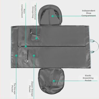 Τσάντα ταξιδιού για κοστούμι, με μεγάλη χωρητικότητα 36–55L, νάιλον, αδιάβροχη και ανθεκτική στη φθορά, επενδυμένη πολυεστέρα, unisex για διακοπές αναψυχής