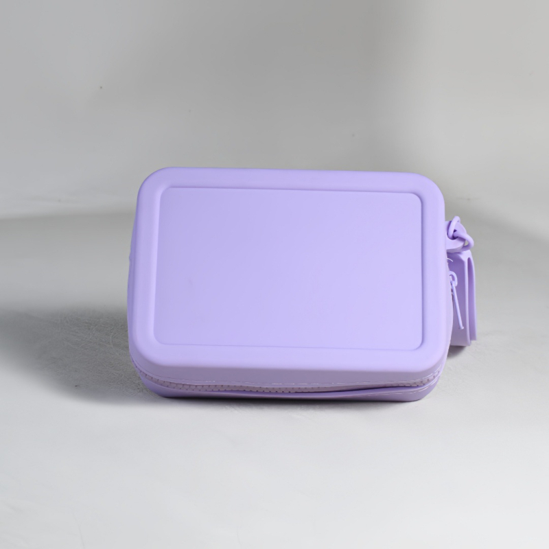 Silikonska torbica za pohranu, torbica velike kapacitete za toaletne potrepštine, prijenosna uz zatvarač, vodoravni kvadratni oblik, unutarnja pretinica za telefon