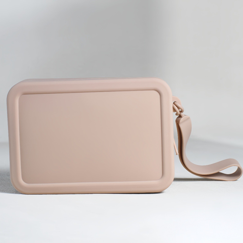 Silikonska torbica za pohranu, torbica velike kapacitete za toaletne potrepštine, prijenosna uz zatvarač, vodoravni kvadratni oblik, unutarnja pretinica za telefon