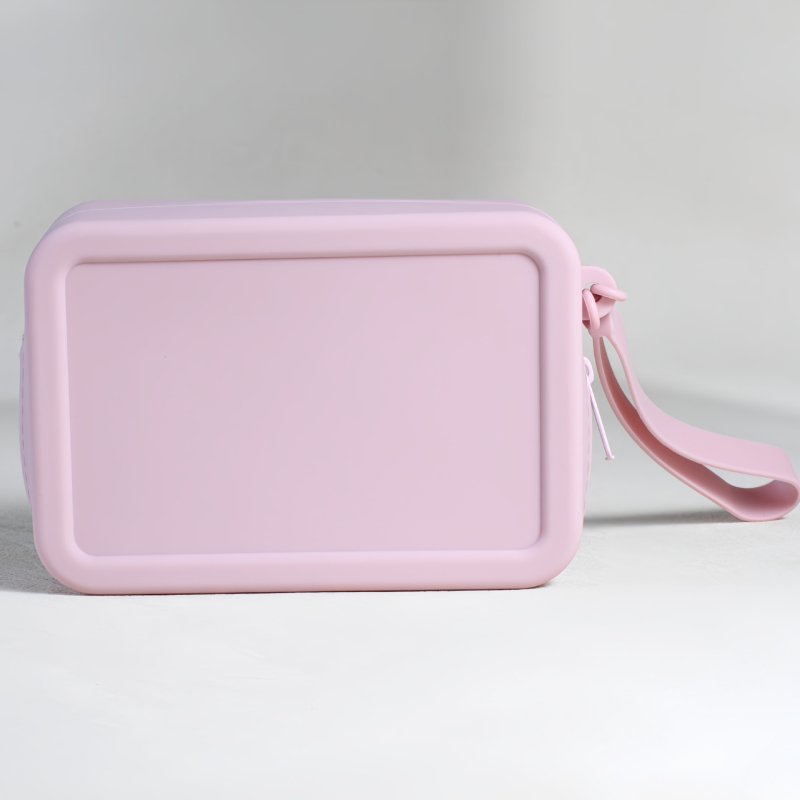 Silikonska torbica za pohranu, torbica velike kapacitete za toaletne potrepštine, prijenosna uz zatvarač, vodoravni kvadratni oblik, unutarnja pretinica za telefon