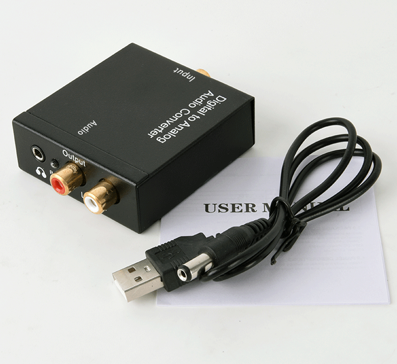 Digitāli-analogais audio pārveidotājs ar optisko un koaksiālo ieeju un 3,5 mm stereo izeju (HC-01DA)