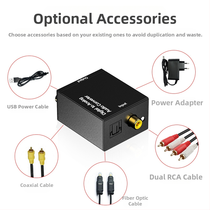Digitāli-analogais audio pārveidotājs ar optisko un koaksiālo ieeju un 3,5 mm stereo izeju (HC-01DA)