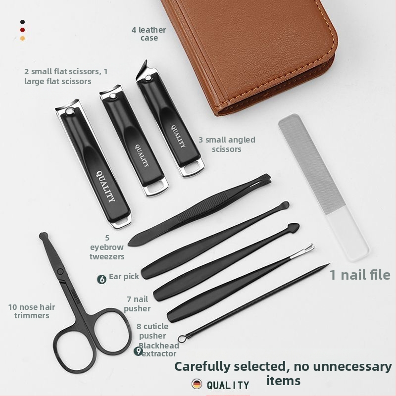 Φορητό σετ κοπής νυχιών – υψηλής ποιότητας εργαλεία από ανοξείδωτο ατσάλι, περιλαμβάνει κόφτη τριχών μύτης, πλάγιες πένσες και κουταλάκι για τα αυτιά
