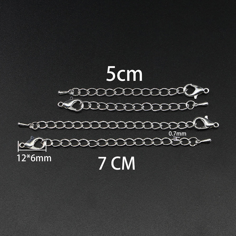 Produžni lanac za ogrlicu 5/7 mm s karabinom i završnim lancem u obliku kapljice vode, bakarom premazano željezo, DIY dodaci za nakit, rodijem premazani završni lanac