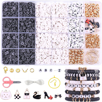 Set DIY pentru bijuterii: 24 litere din lut moale, aspect metalic, tratament cu picături de ulei, stil Instagram