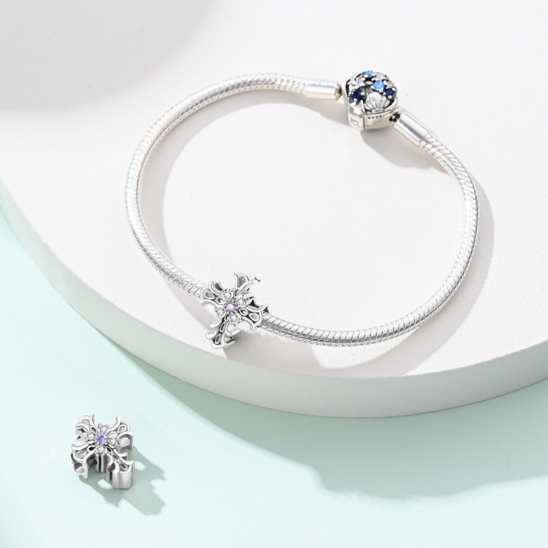 DIY Accesorii: Pandantiv cu cruce palmă placat cu cupru, mărgele pentru brățară/colier, finisaj electroplating, Primăvara 2024, Stil Cold Wind, Tendință Personală