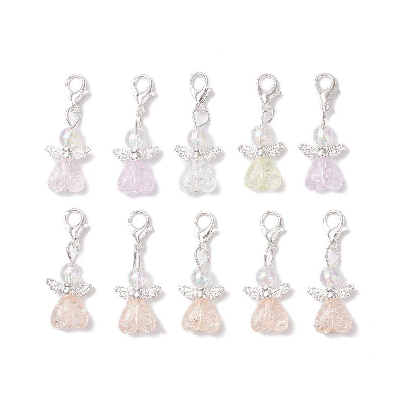 Ключодържател-висулка със сърцевидни ангелски криле, сплав, сладък стил, ръчно изработени мънисти, лято 2024