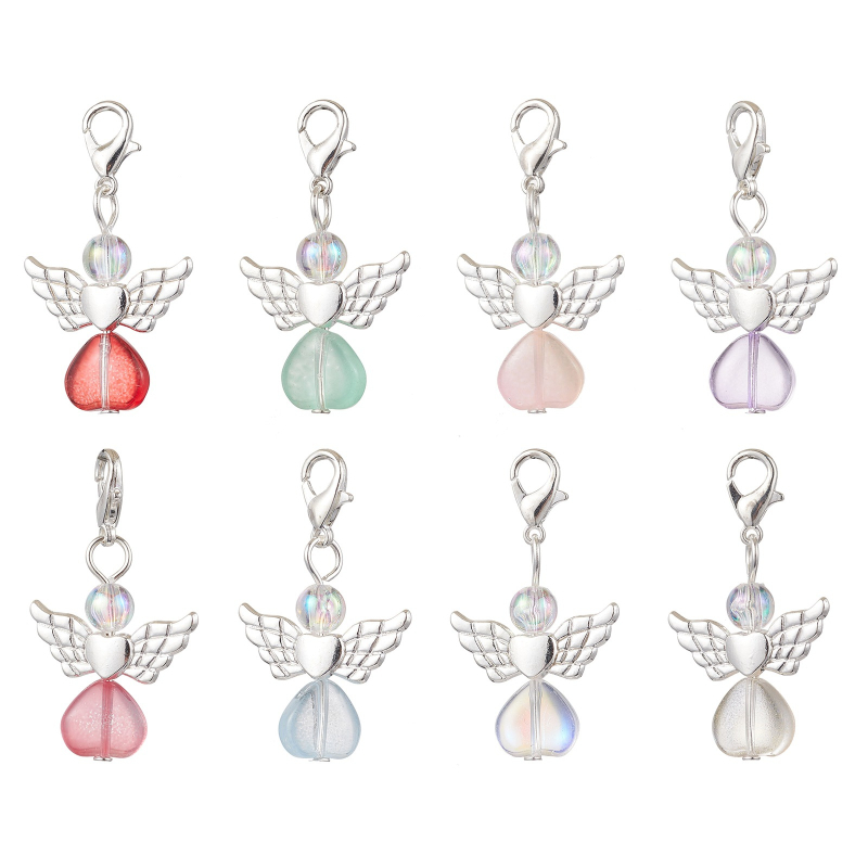 Ключодържател-висулка със сърцевидни ангелски криле, сплав, сладък стил, ръчно изработени мънисти, лято 2024
