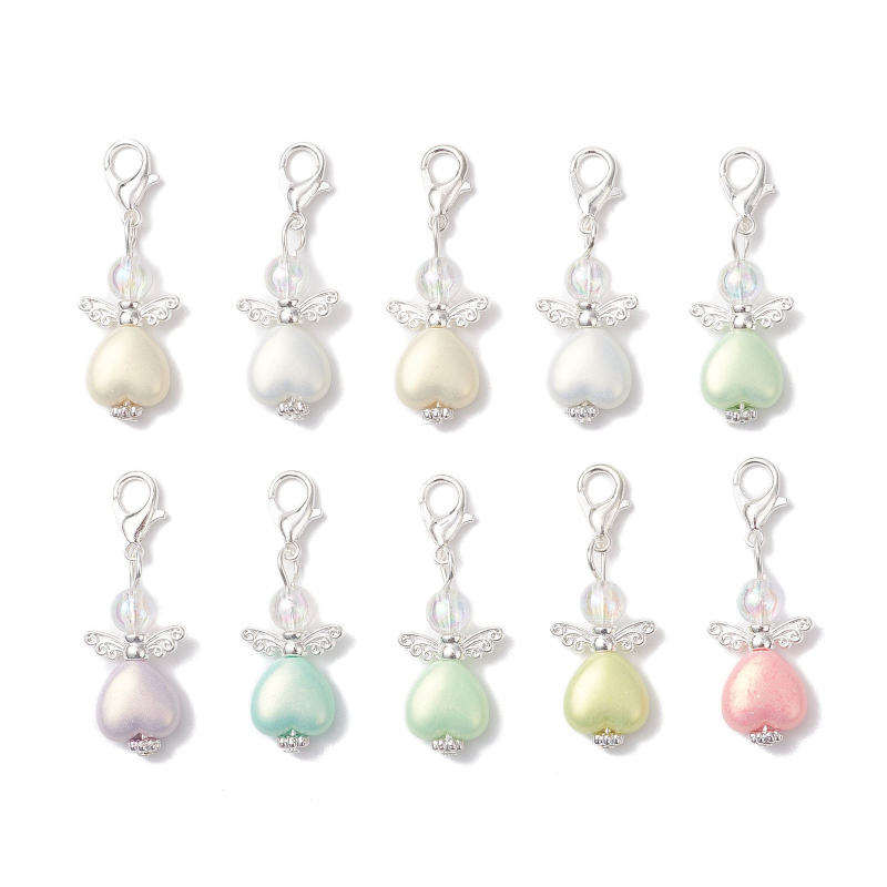 Ключодържател-висулка със сърцевидни ангелски криле, сплав, сладък стил, ръчно изработени мънисти, лято 2024