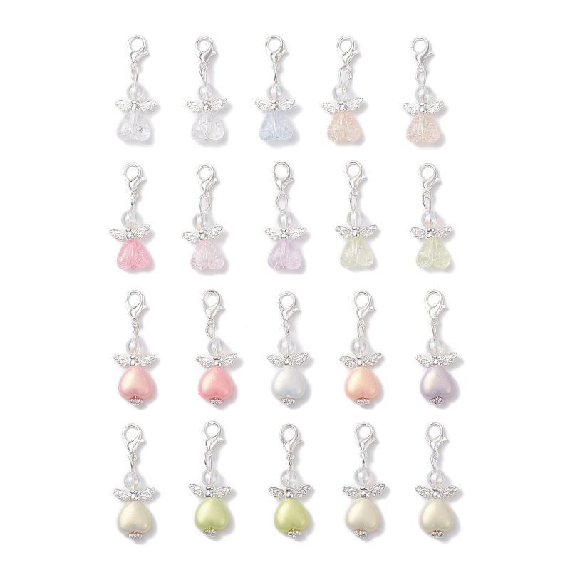 Ключодържател-висулка със сърцевидни ангелски криле, сплав, сладък стил, ръчно изработени мънисти, лято 2024