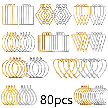 DIY Μεταλλικό κρεμαστό με κενό πλαίσιο — κράμα ψευδαργύρου, ηλεκτροχρωματισμένη επίστρωση; σχέδιο αγάπης και γεωμετρικές σταγόνες νερού; χαριτωμένο στυλ