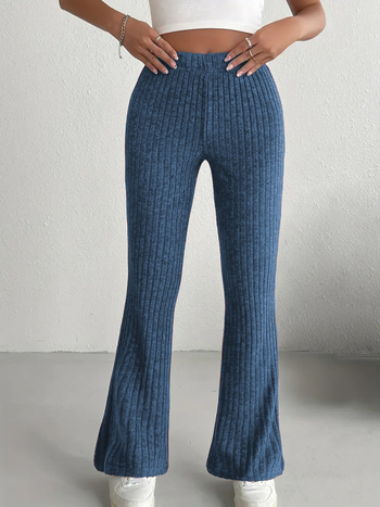 Панталони с широки крачоли и висока талия, полиестер-спандекс смес, леко разкроен силует, ежедневен стил