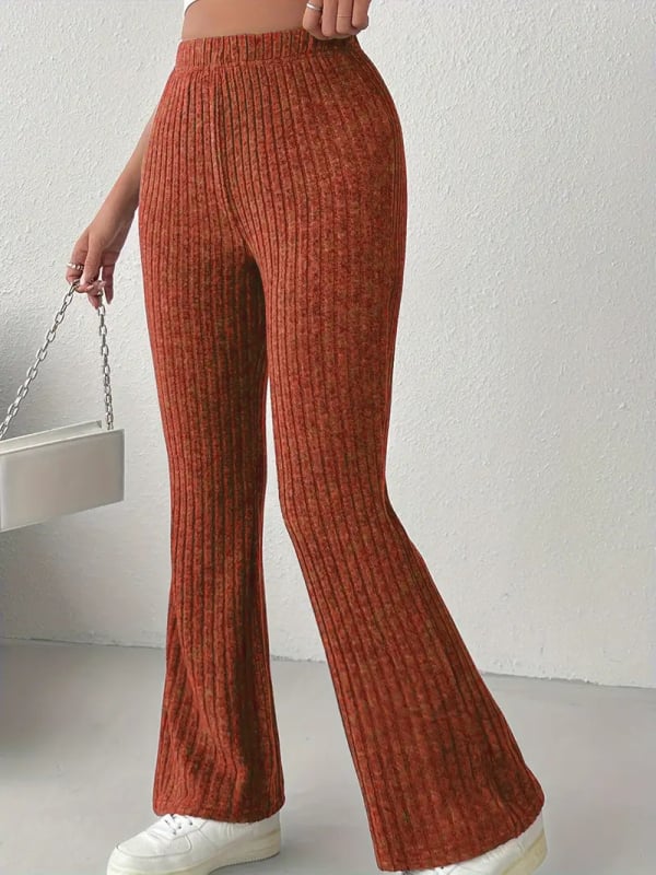 Hlače širokih nogavica s visokim strukom, smjesa poliester-spandeks, blago prošireni kroj, casual stil
