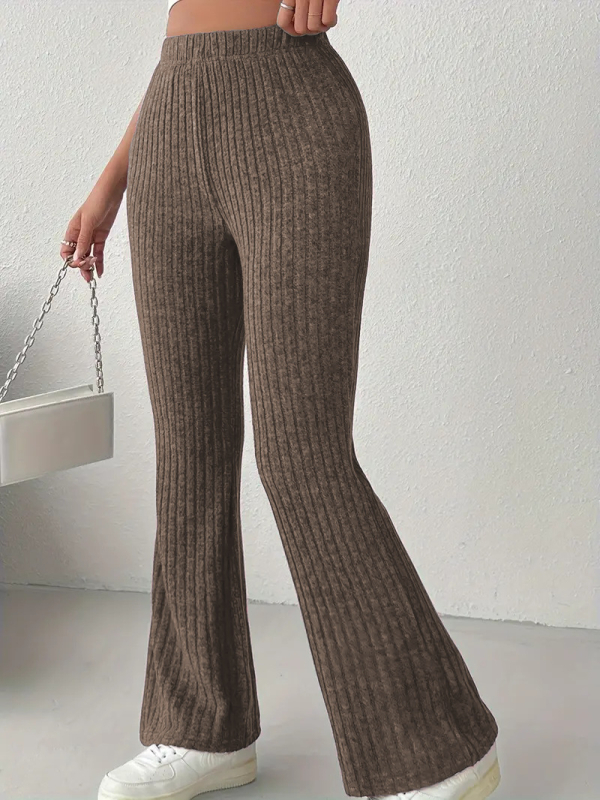 Hlače širokih nogavica s visokim strukom, smjesa poliester-spandeks, blago prošireni kroj, casual stil