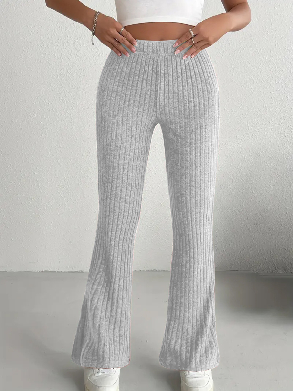 Hlače širokih nogavica s visokim strukom, smjesa poliester-spandeks, blago prošireni kroj, casual stil