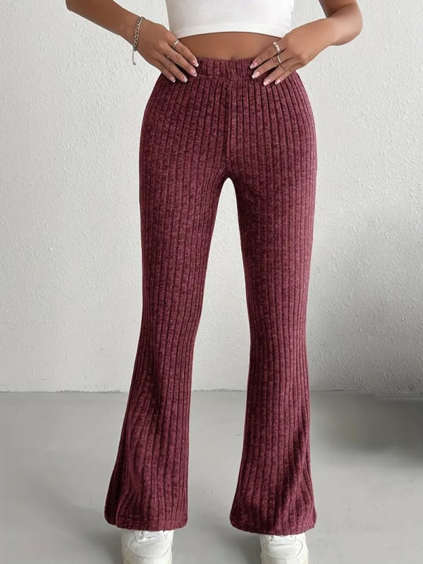 Hlače širokih nogavica s visokim strukom, smjesa poliester-spandeks, blago prošireni kroj, casual stil