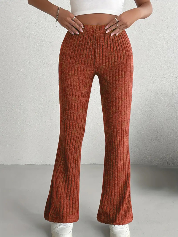 Hlače širokih nogavica s visokim strukom, smjesa poliester-spandeks, blago prošireni kroj, casual stil