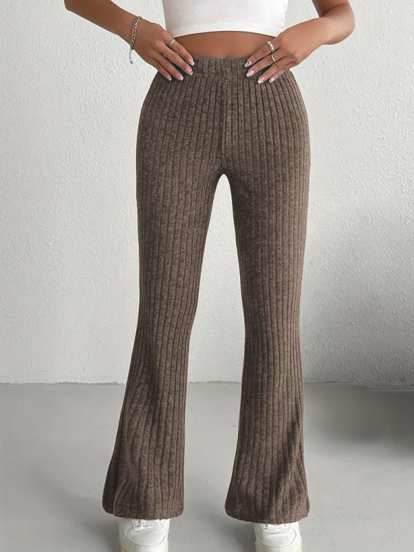 Hlače širokih nogavica s visokim strukom, smjesa poliester-spandeks, blago prošireni kroj, casual stil