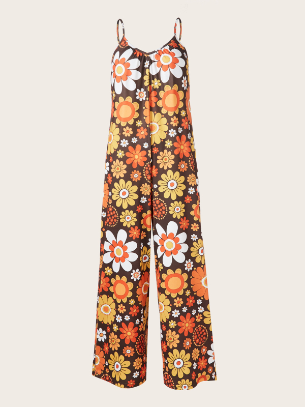 Γυναικείο ολόσωμο με τιράντες, φαρδιά παντελόνια, υψηλή μέση, πολυεστέρας, μικροελαστικότητα