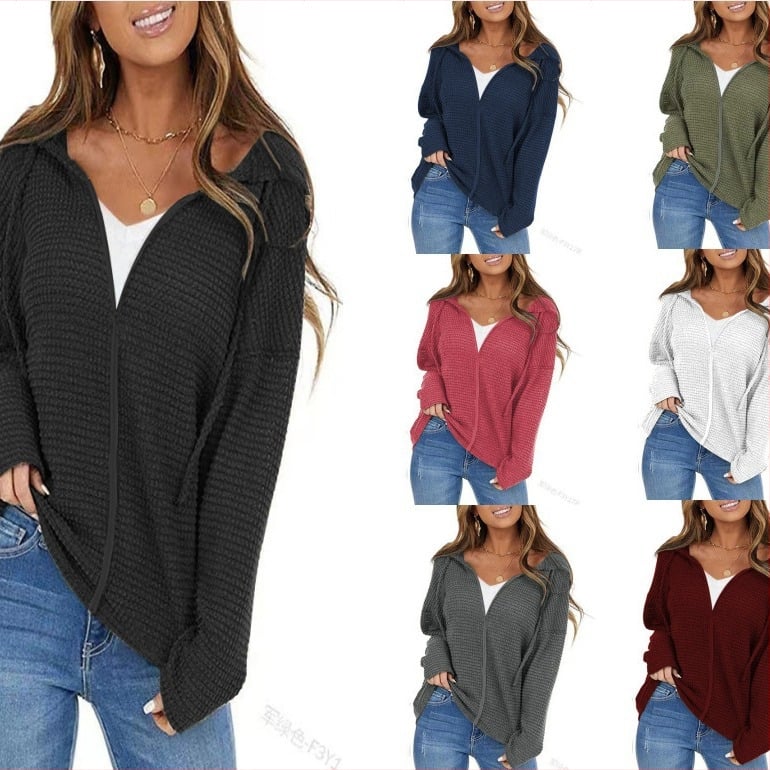 Γυναικείο μπουφάν με κουκούλα και φερμουάρ, ύφασμα Pineapple lattice, μίγμα πολυεστέρα-σπαντέξ, χαλαρή γραμμή