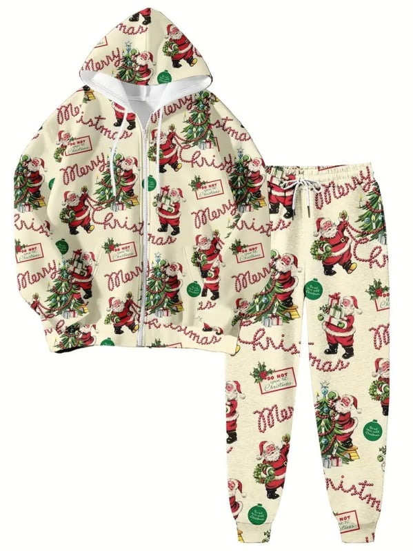 Дамски комплект с качулка и цип, суитшърт с 3D принт, полиестер, дълги ръкави, пролет 2024