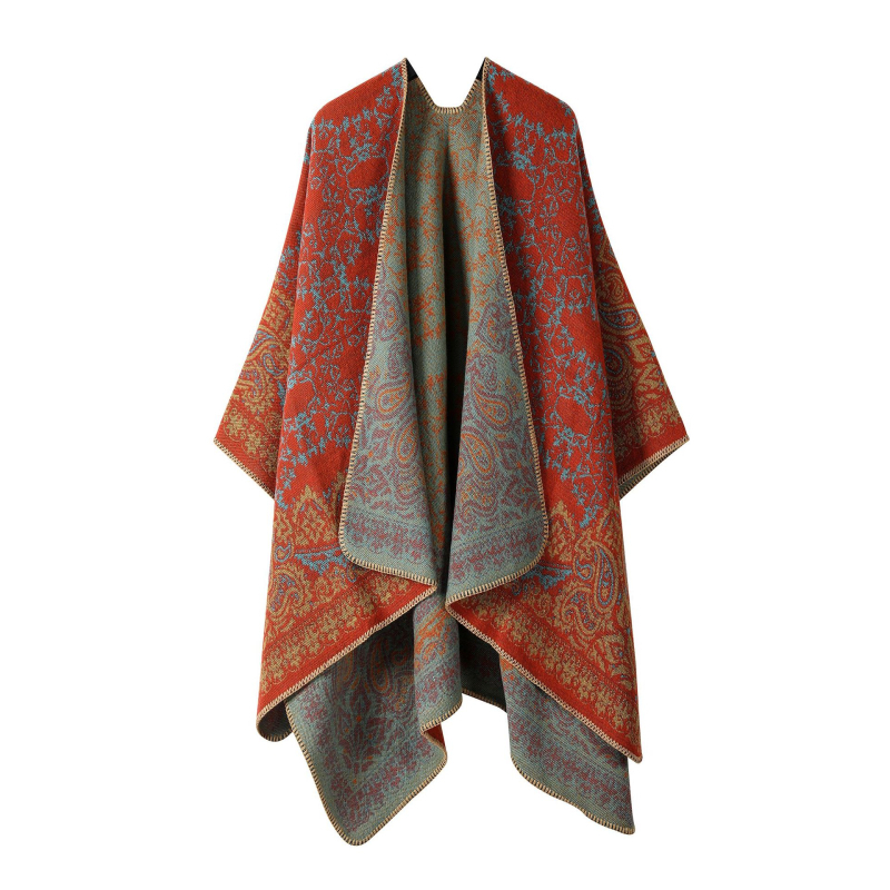 Šal za žene s floralnim uzorkom, warp tkanje, materijal: akrilna vlakna / umjetna vuna, pastoralni stil, srednja duljina