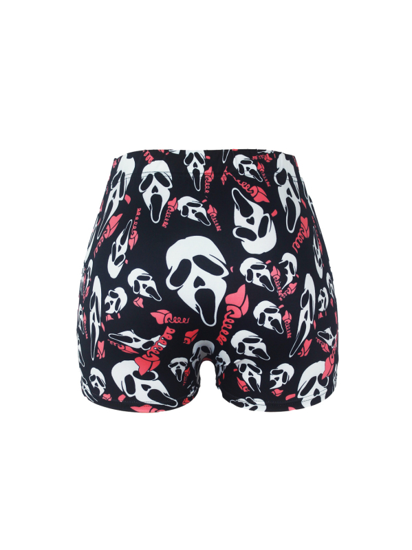 Sievietes poliestera šorti ar elastīgu vidukli, izdrukāts raksts, joga stils (Polyester 95%+)