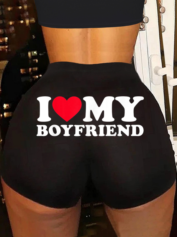 Sievietes poliestera šorti ar elastīgu vidukli, izdrukāts raksts, joga stils (Polyester 95%+)