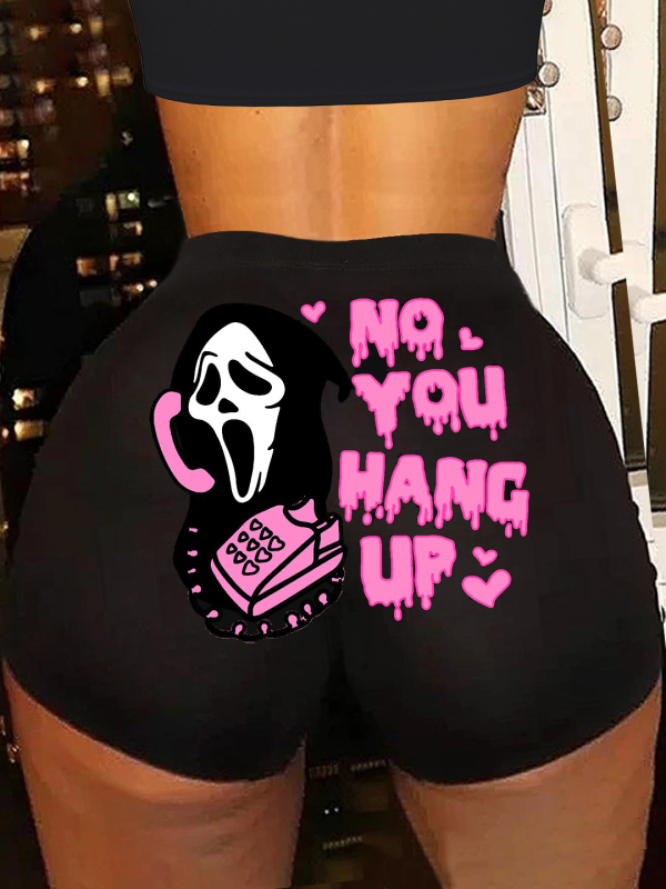 Sievietes poliestera šorti ar elastīgu vidukli, izdrukāts raksts, joga stils (Polyester 95%+)