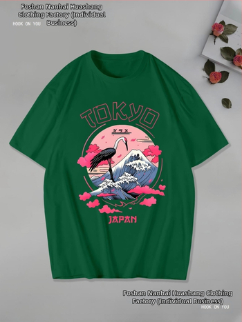 T‑shirt με γραφικό εκτύπωμα Tokyo Japan, βαμβάκι, στρογγυλή λαιμόκοψη, κανονικά μανίκια