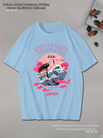 T‑shirt με γραφικό εκτύπωμα Tokyo Japan, βαμβάκι, στρογγυλή λαιμόκοψη, κανονικά μανίκια