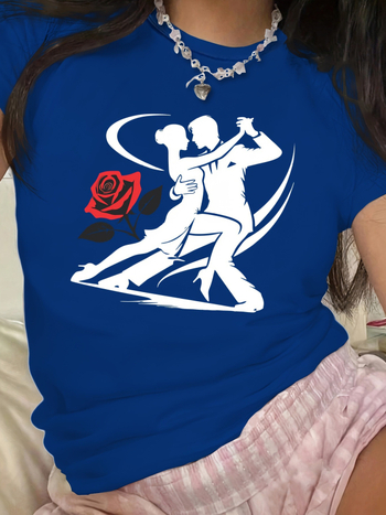 T-shirt με εκτύπωση Love Letter, πολυεστερικό ύφασμα, στρογγυλός λαιμός, κοντά μανίκια, χαλαρή γραμμή