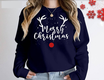 Χριστουγεννιάτικος πουλόβερ με εκτύπωση σε ύφασμα πολυεστερ-ελαστικό, άνετη εφαρμογή, στρογγυλή λαιμόκοψη