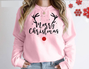 Χριστουγεννιάτικος πουλόβερ με εκτύπωση σε ύφασμα πολυεστερ-ελαστικό, άνετη εφαρμογή, στρογγυλή λαιμόκοψη