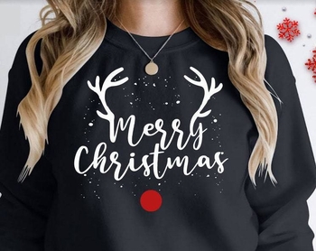 Χριστουγεννιάτικος πουλόβερ με εκτύπωση σε ύφασμα πολυεστερ-ελαστικό, άνετη εφαρμογή, στρογγυλή λαιμόκοψη