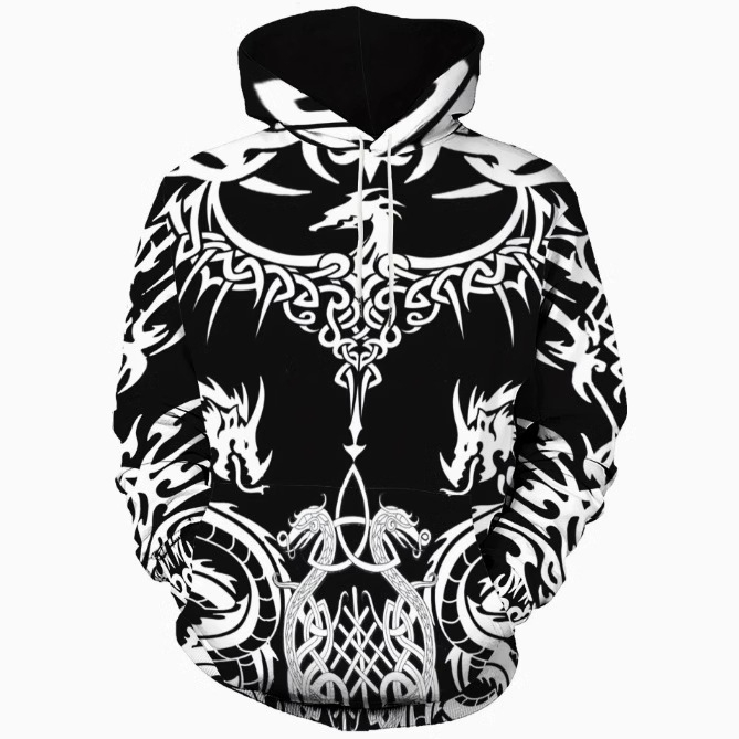 Ανδρικό φούτερ με κουκούλα για αθλητισμό, 3D ψηφιακή εκτύπωση graffiti ρετρό, άνοιξη-φθινόπωρο 2025, φαρδιά γραμμή, πολυεστερικό ύφασμα