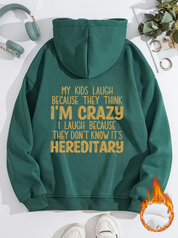 Kapucnis pulóver, hosszú ujjú, laza szabású, nyomott minta, vast anyag