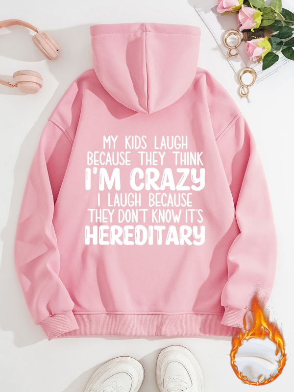 Kapucnis pulóver, hosszú ujjú, laza szabású, nyomott minta, vast anyag