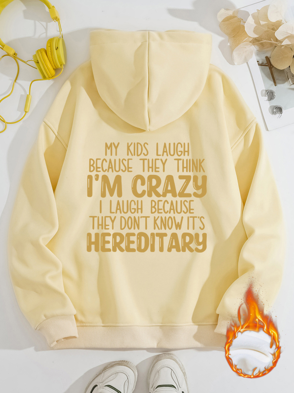 Kapucnis pulóver, hosszú ujjú, laza szabású, nyomott minta, vast anyag