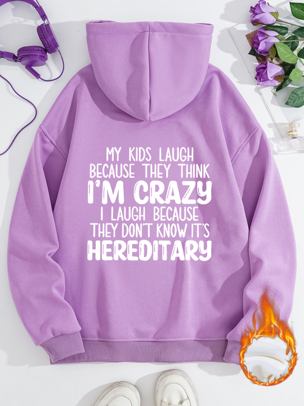 Kapucnis pulóver, hosszú ujjú, laza szabású, nyomott minta, vast anyag