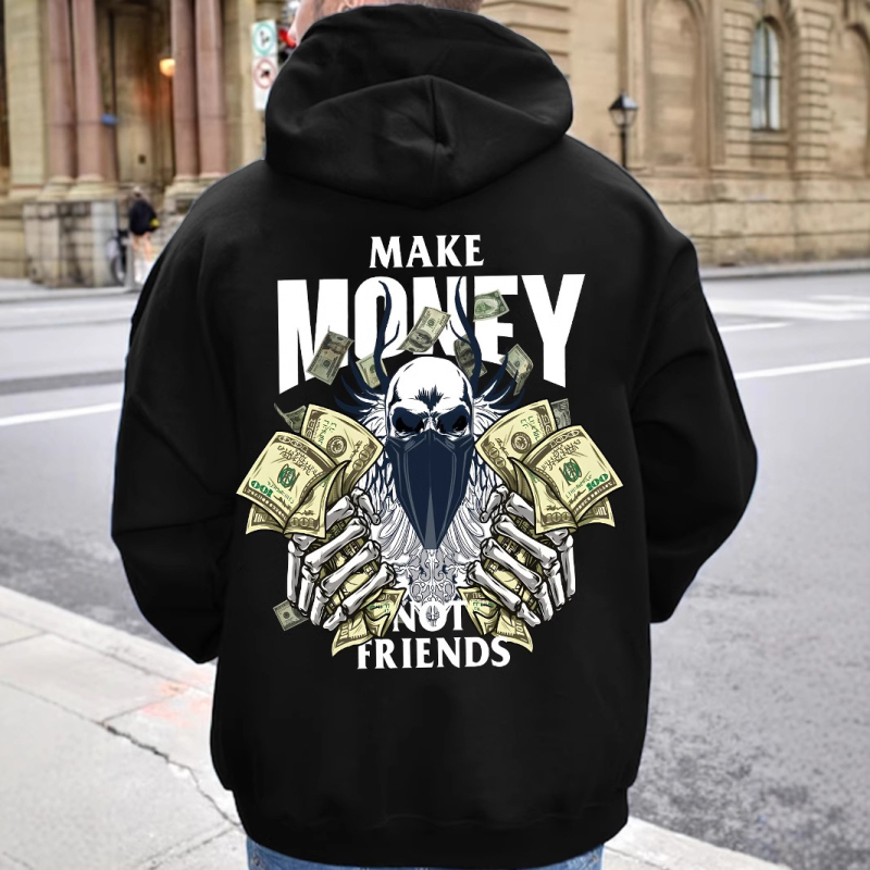 Μπουφάν φούτερ με κουκούλα και εκτύπωση με γράμματα, πολυεστερικό ύφασμα 96%+, μακριά μανίκια, άνετη γραμμή