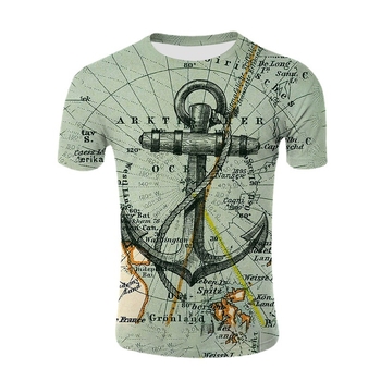 Ανδρικό T‑shirt με crewneck, κοντό μανίκι, 3D ψηφιακή εκτύπωση σε ρίγες, Milk Silk 95% πολυεστέρας, Καλοκαίρι