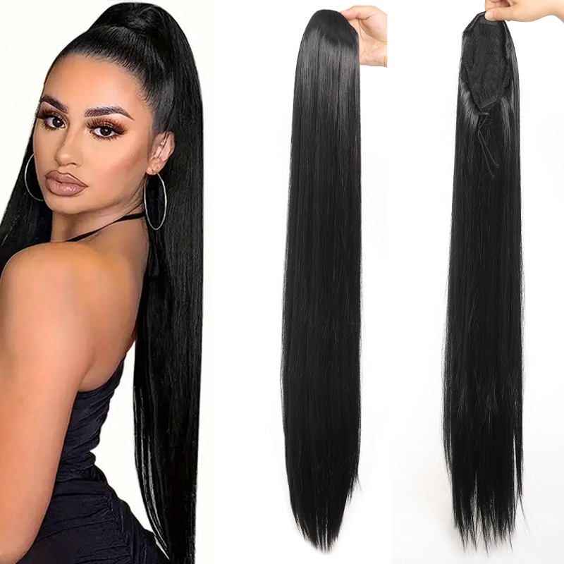 Parūka ar astiņu — garas taisnas cirtas, viegls, dabīgs izskats; Modelis: astiņa ar auklu; Materiāls: augstas temperatūras šķiedra; Zīmols: QUEEN YANG/PRINCESS YANG; Izcelsme: Henana.