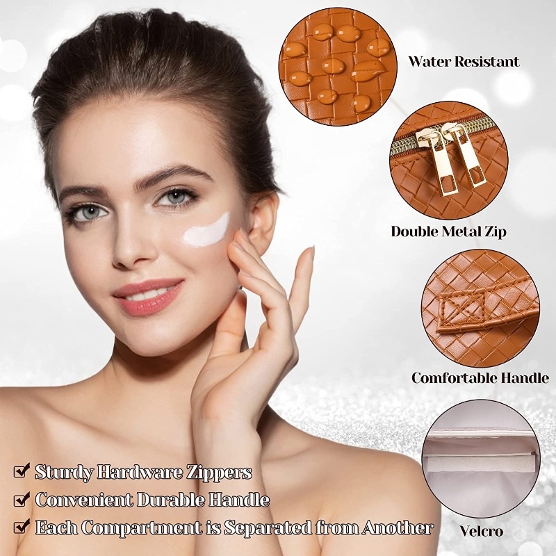 Kosmētikas soma no PU ādas, vienkrāsains raksts, pilsētas minimalist stils, poliesteru oderes