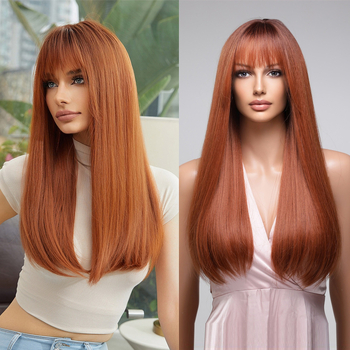 Garš taisns parūka ar Qi bangs, Star Fashion stils, modelis LC2146-1A, materiāls: augstas temperatūras šķiedras