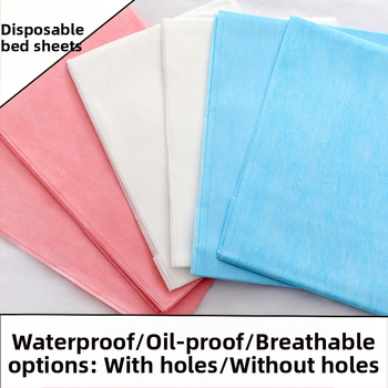 Μονόχρηστα σεντόνια κλίνης ομορφιάς, μη υφαντό ύφασμα, αδιάβροχο και ανθεκτικό στο λάδι, με οπές