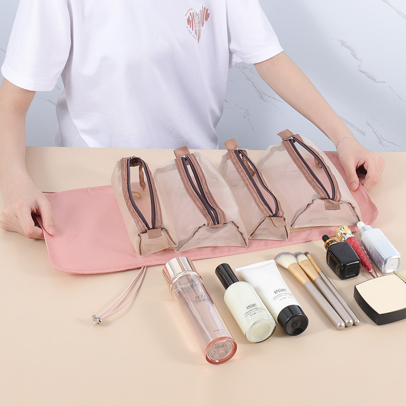 Make-up torbica 4 u 1, odvojiva, sklopiva za putovanje, kubni oblik, Oxford tkanina